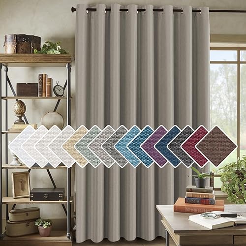 Miniatura 51 de H.VERSAILTEX Cortina de lino para oscurecer la habitación para dormitorio/sala de estar, cortinas opacas extra anchas de 100 x 96 pulgadas