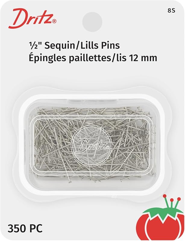Dritz 8S Alfileres de lentejuelas/Lills, 1/2 pulgada (350 unidades), gris plateado