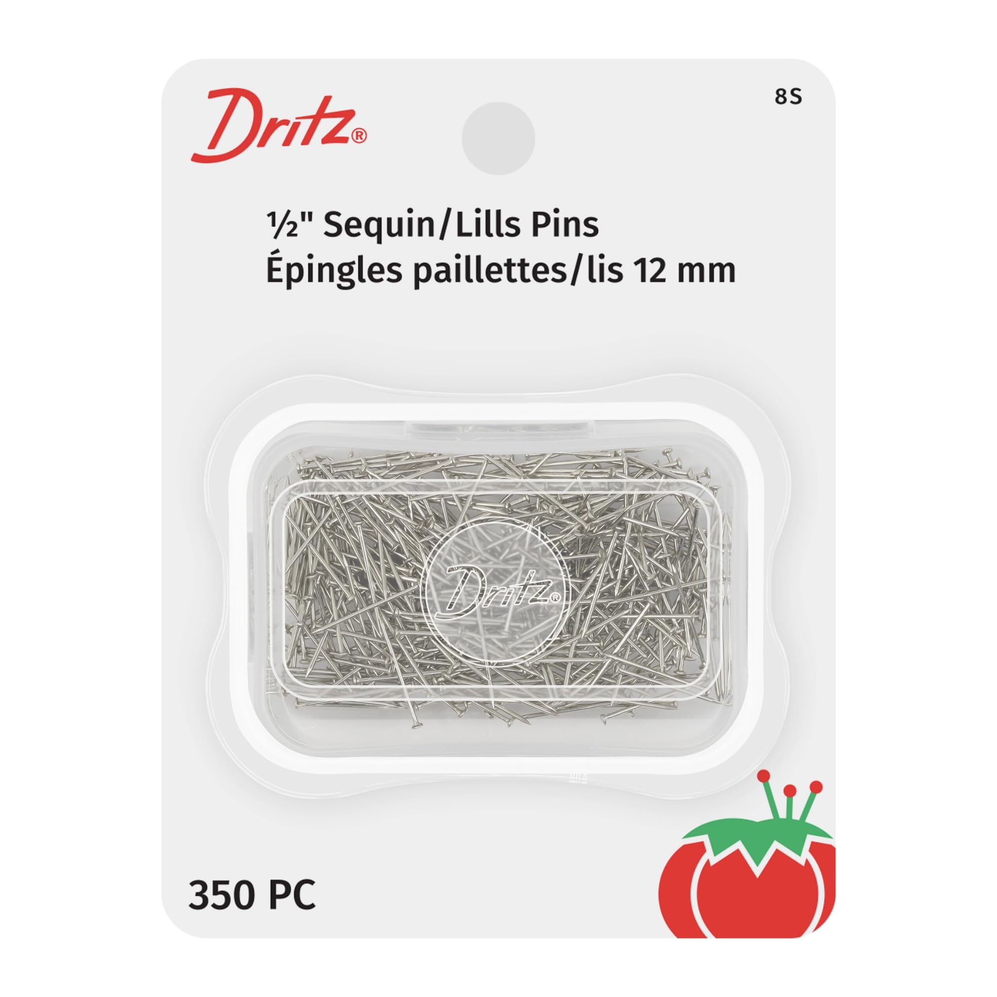 Dritz 8S Sequin/Lills Pins, 1/2-Inch (350-Count),Gray Silver