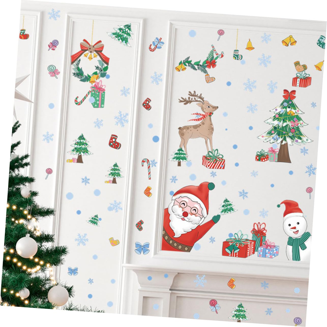 Alipis 30hojas Pegatinas Navideñas Para Ventanas Decoración De Navidad De Papá Noel y Para Ventanas Cristales y Espejos Decoración Navideña Reutilizable