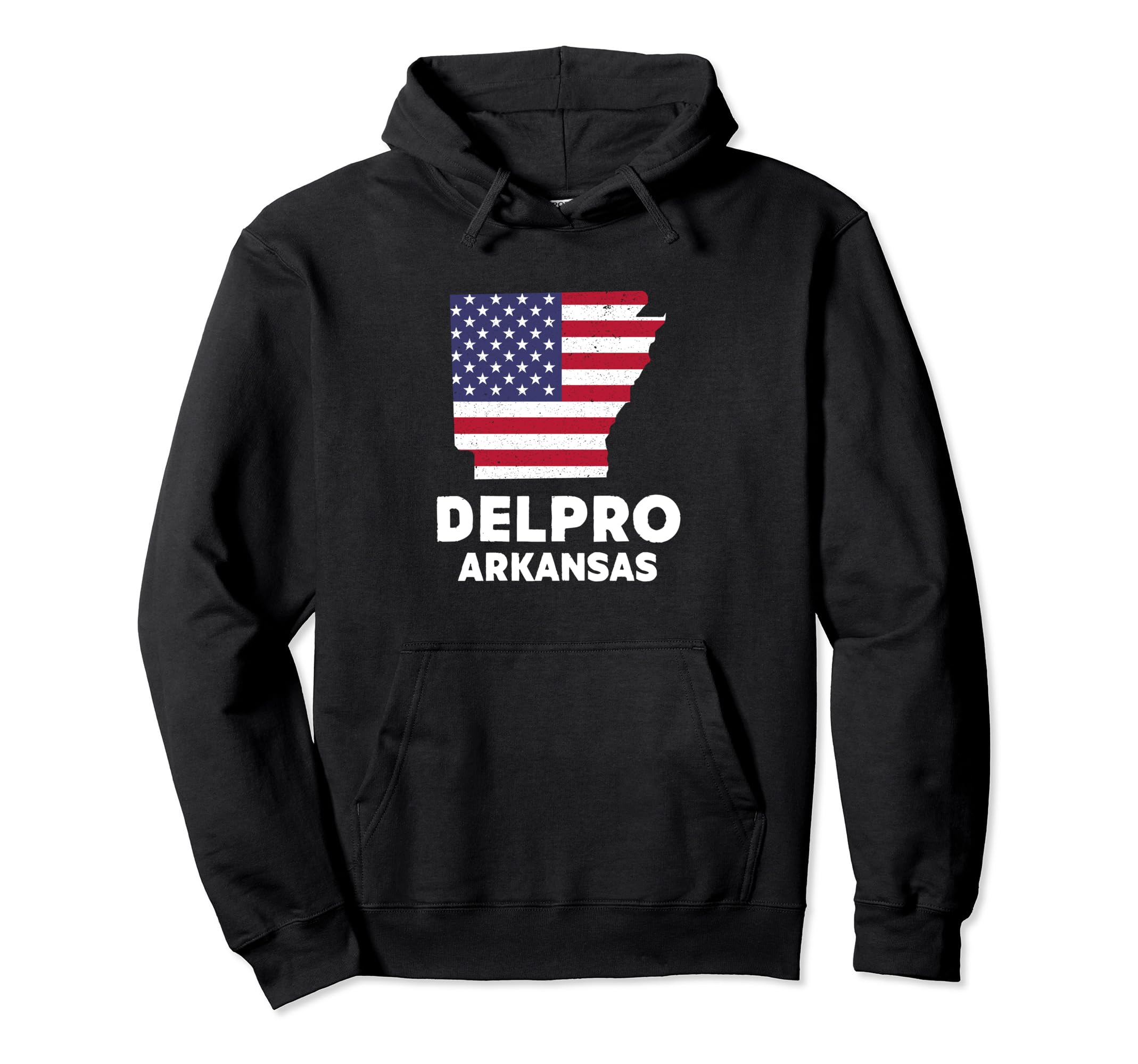 Distressed Patriotic USA Flag Delpro, Arkansas Pullover Hoodie