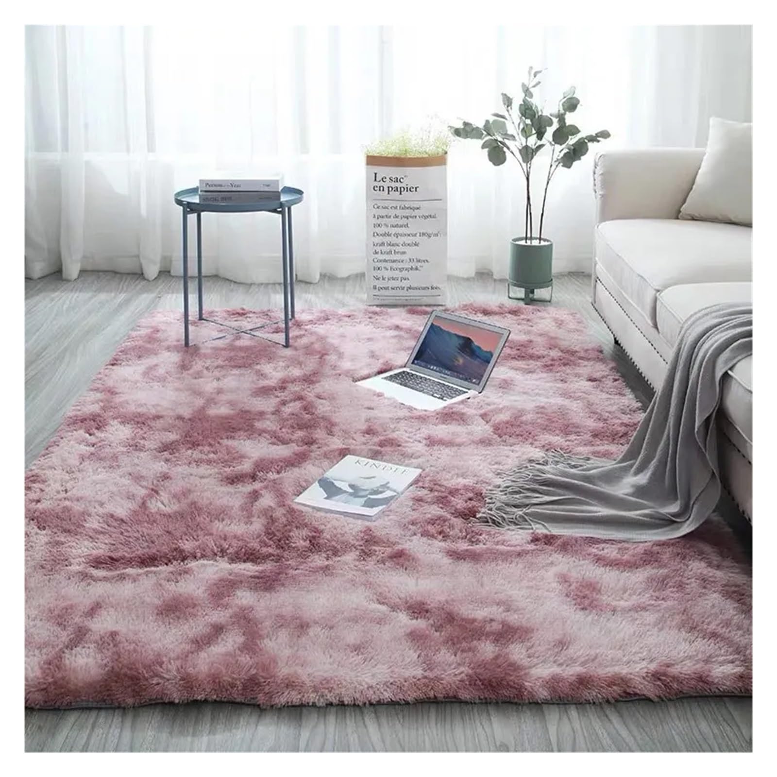 Tapis de salon à cheveux longs avec texture moelleuse et dossier isolant 50x200cm