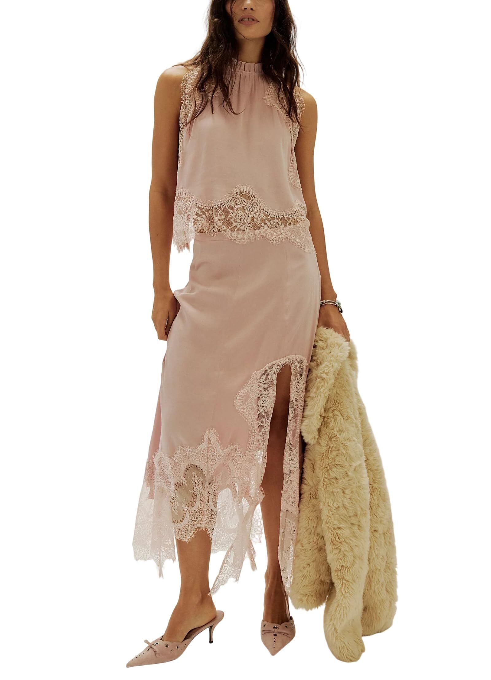 Conjunto de falda de satén para fiestas elegantes de noche y eventos de gala 6