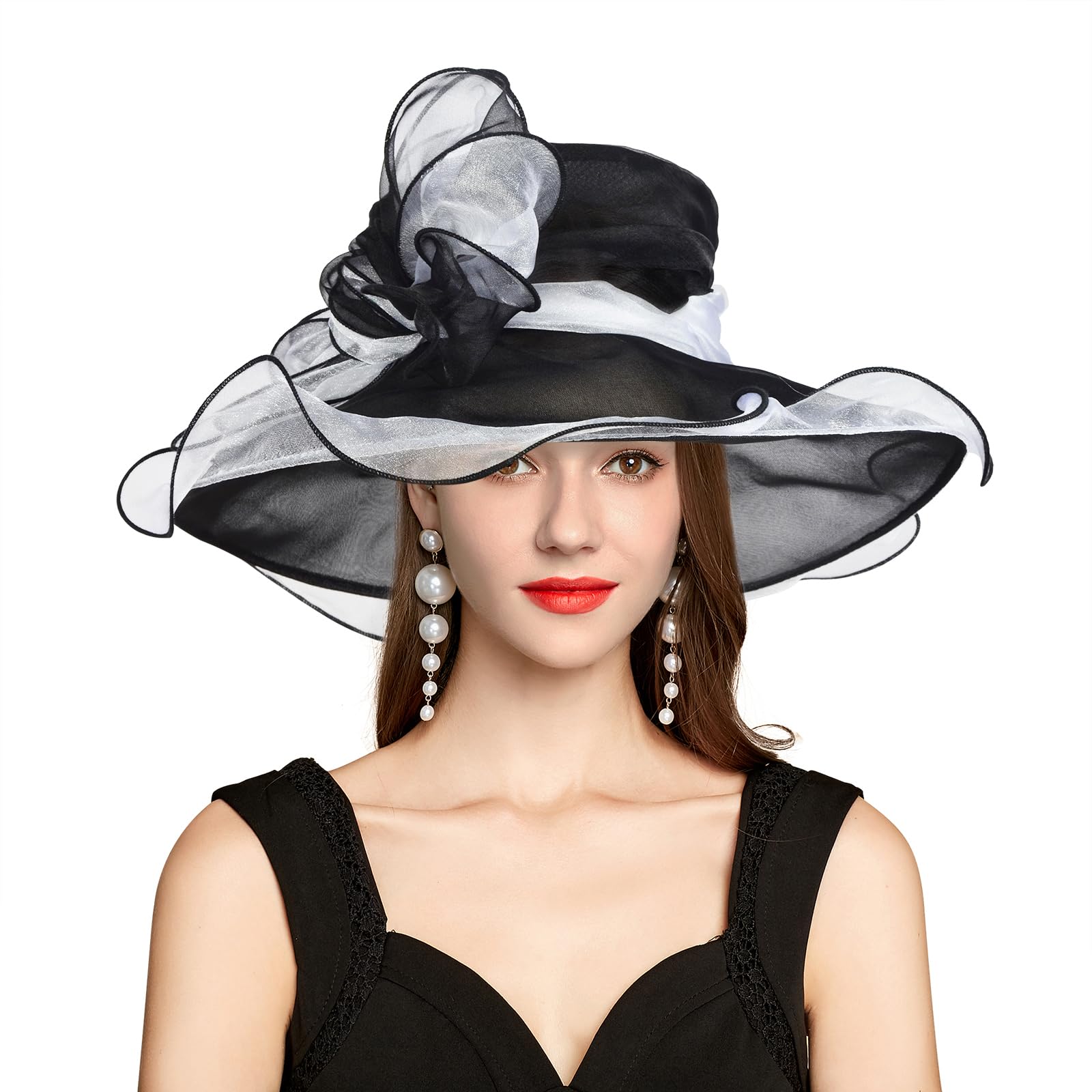 YIDINGCO 2026 Derby Hats for Women Ladies, Classy Organza Sun Hat, Church Tea Party Wedding Kentucky Fascinator Hat