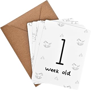 Monthly Baby Milestone Cards 16 Double-Sided Baby Milestone Signs with Rounded Corners Gender Neutral Cotton Paper Baby Month Milestone Signs for Monthly Baby Milestone Photos Pregnancy Gifts