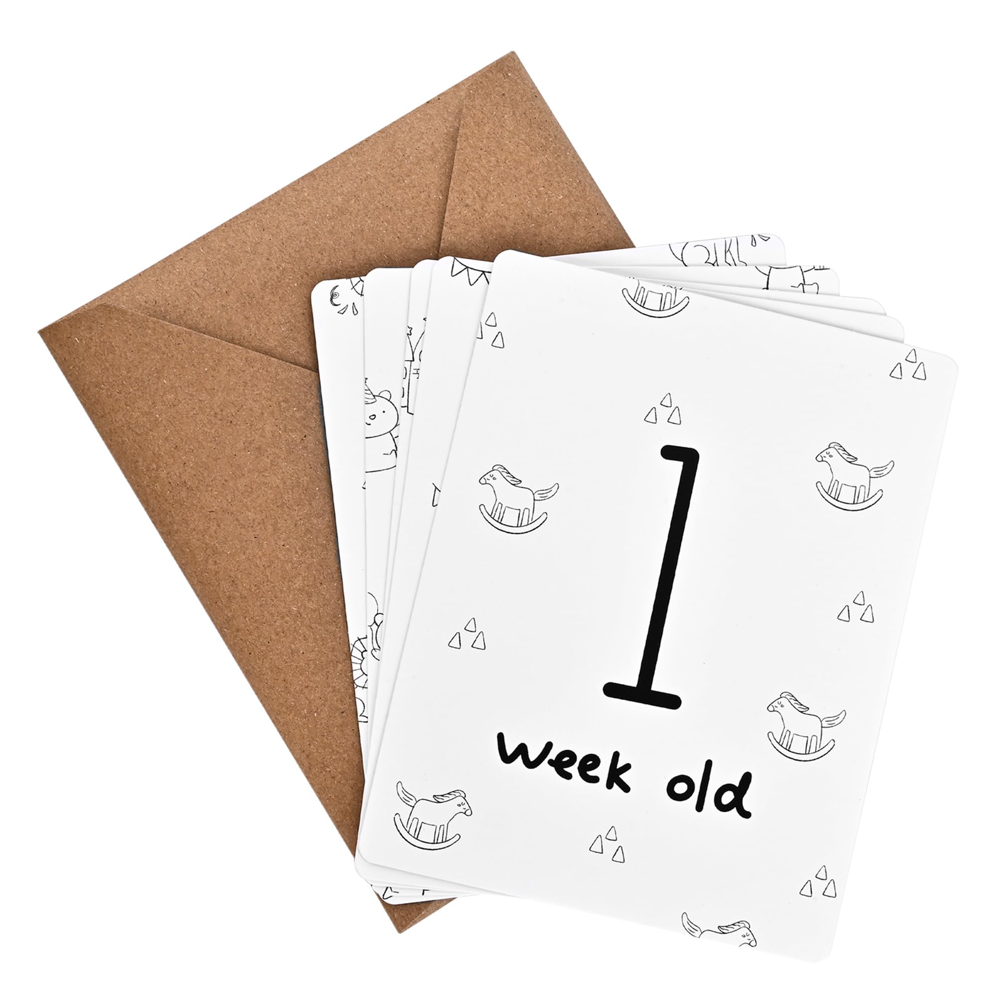 Livresse Monthly Baby Milestone Cards 16 Double-Sided Baby Milestone Signs with Rounded Corners Gender Neutral Cotton Paper Baby Month Milestone Signs