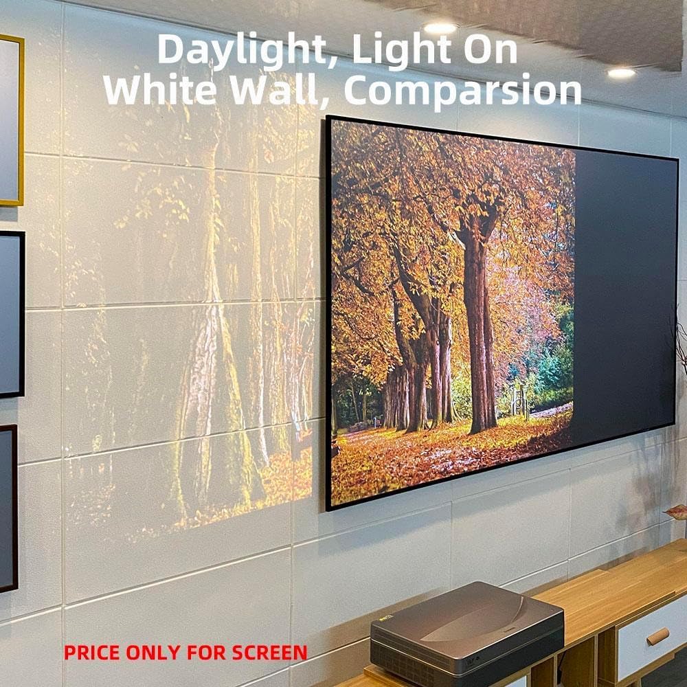 UST Projector Fresnel Screen for Day Light or Lighting On, Full HD 4K 8K Wall Mounted Fresnel Projection Screen, 85% Ambient Light Rejecting,Active 3D, Include Frame and Screen (ustscreen120inch)