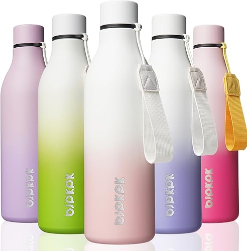 Miniatura 27 de BJPKPK - Botellas de agua aisladas, 25 onzas, de acero inoxidable con correa, botellas, tazas, frascos sin BPA, a prueba de fugas, frascos térmicos