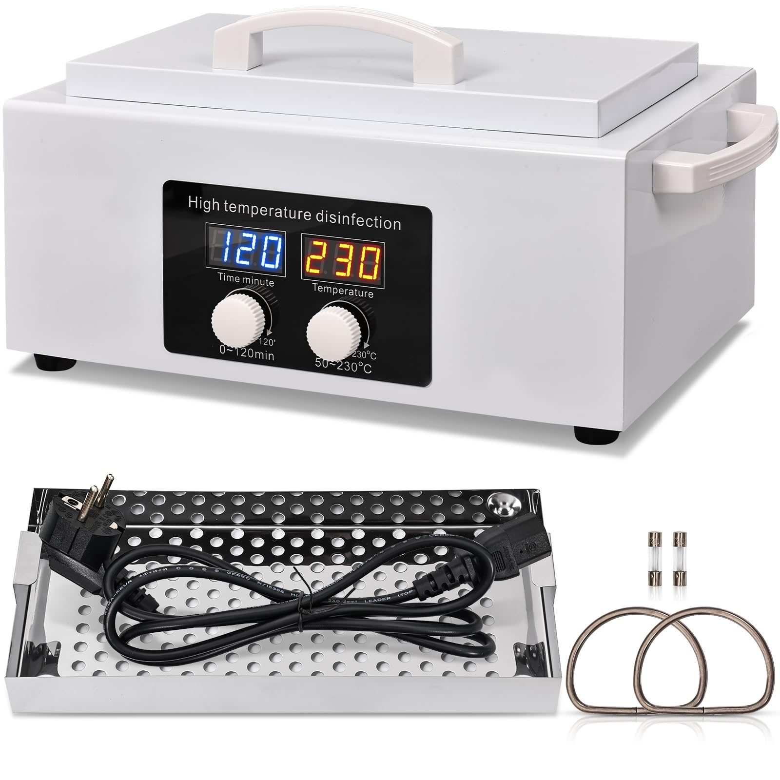 Nuevo esterilizador metálico para herramientas a alta temperatura, esterilizador por calor seco de 300 W, esterilizador para herramientas de manicura a 230 °C con indicador de temperatura