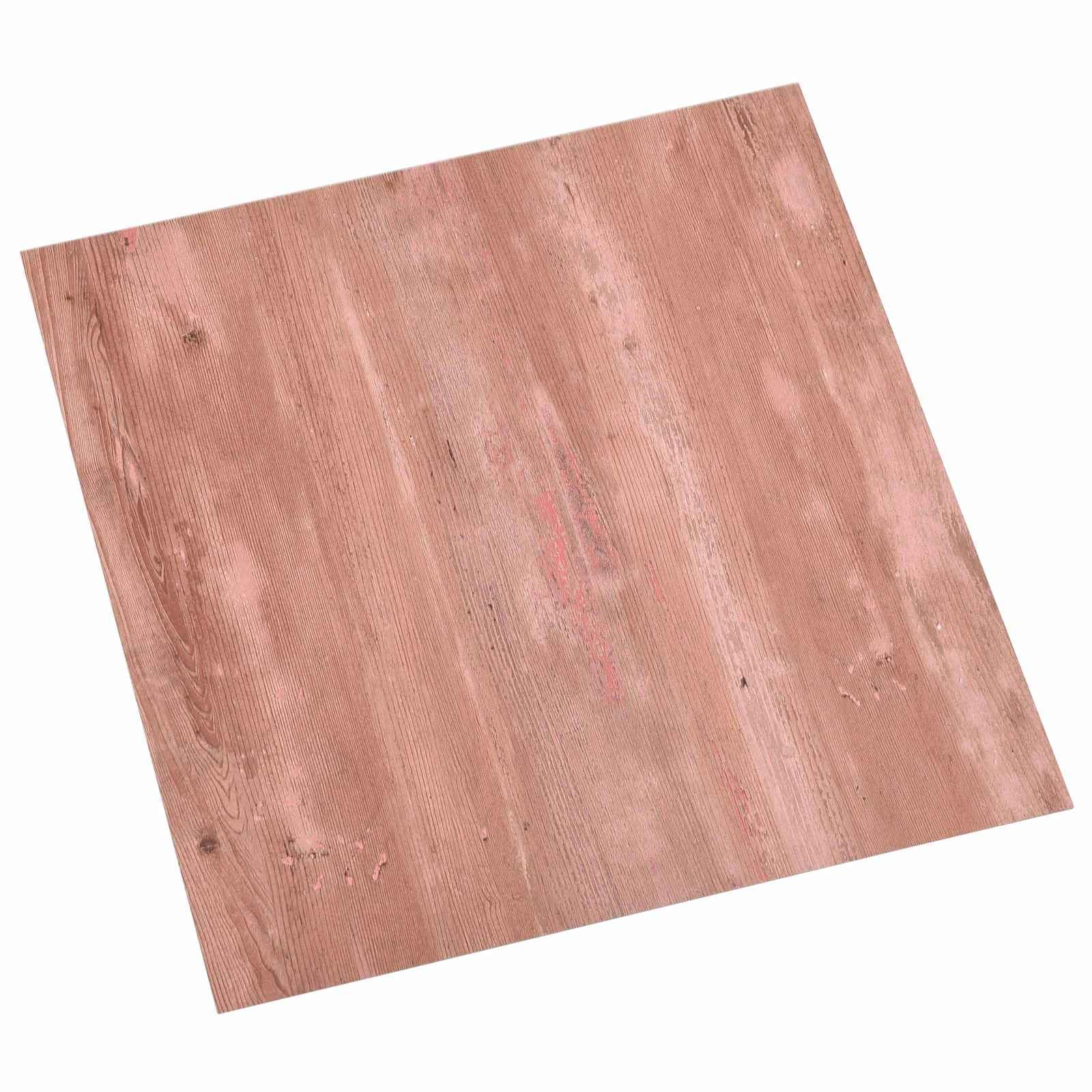 Lot de 55 dalles de sol autocollantes en PVC - Rouge - 5,11 m² - Carreaux de sol rectangulaires pour l'intérieur - Installation facile à faire soi-même - Surface facile d'entretien pour la maison