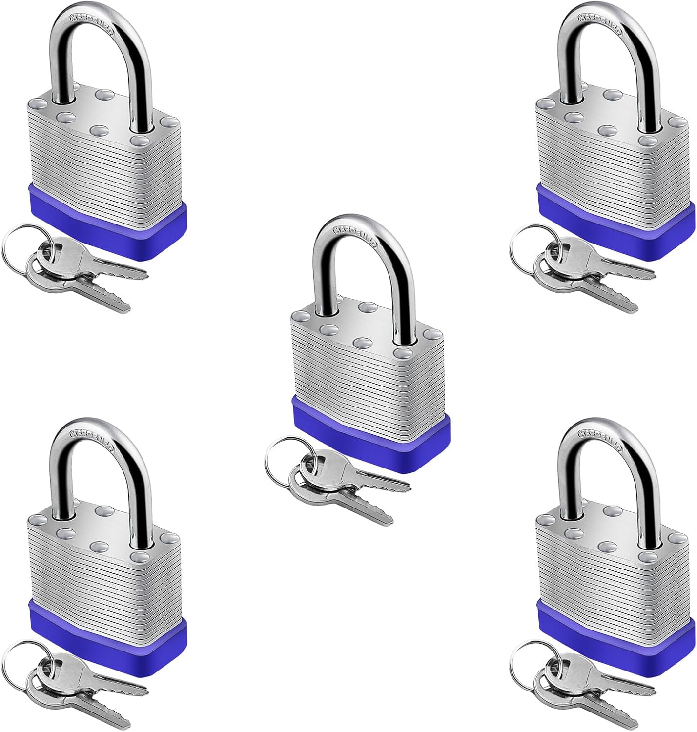 15PCS Keyed Padlocks Blue Hardened Steel Padlock,Lock Set with 2 Keys,40mm Padlock for Cabinet,Gym,Gates,Sheds,Fences