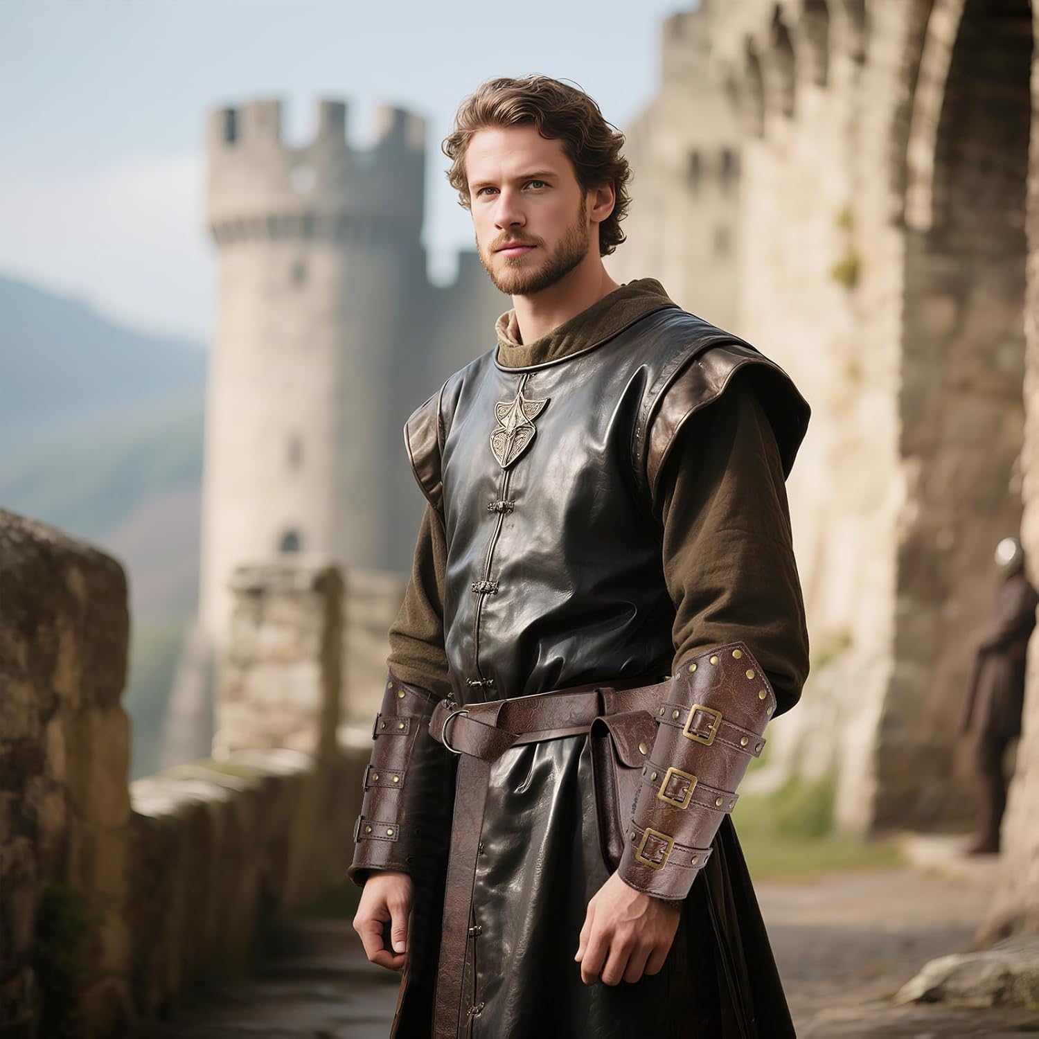 Renaissance Accessories 3 PCS - Viking Belt, Leather Bracers & Pouch for Halloween Cosplay | Adjustable - Image 6