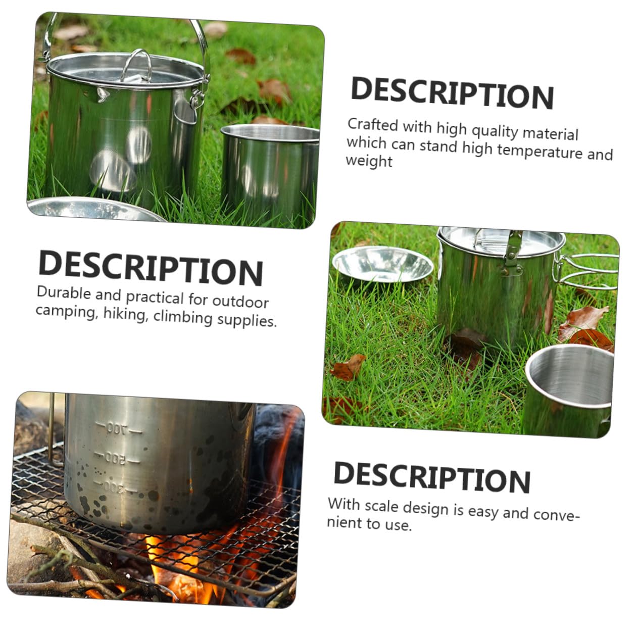 Toddmomy 2 Ensembles ensemble de bouilloire en acier inoxydable assiettes en buvant poêle set vaisselle camping Ensemble de vaisselle de camping ustensiles de cuisine de pique- Silver