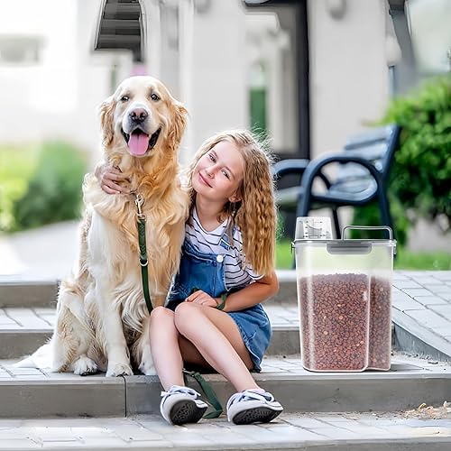 Miniatura 8 de Contenedor de almacenamiento de alimentos para mascotas de 5 a 7 libras con diseño de boquilla grande, 4 hebillas de seguridad, tiras de sellado de