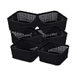 6 Pack Organizing Set | Square Bins | Multipurpose | Office | Desk | Dorm | Bathroom | Storage Basket | Small Items | Accessories | Black