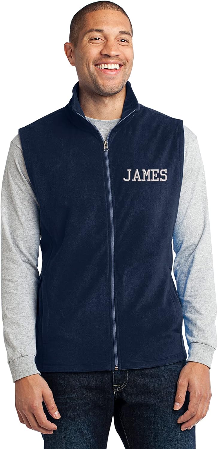 INK STITCH Men Custom Stitching Text Super Soft Light Weight Microfleece Vests - Multicolors - Image 3