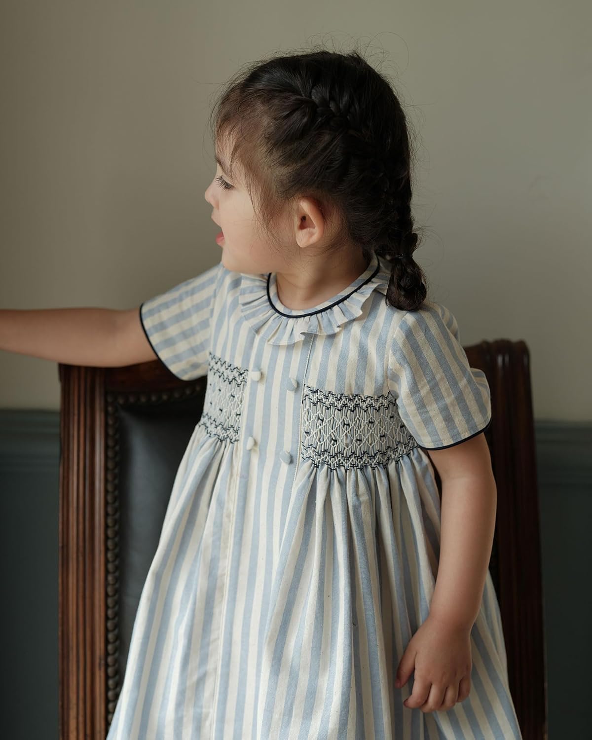 Twoflower Baby Girls Long Sleeve Smocking Clothing Toddler Fall Floral Smocked Dress Vintage Dresses for Christmas Birthday - Image 8