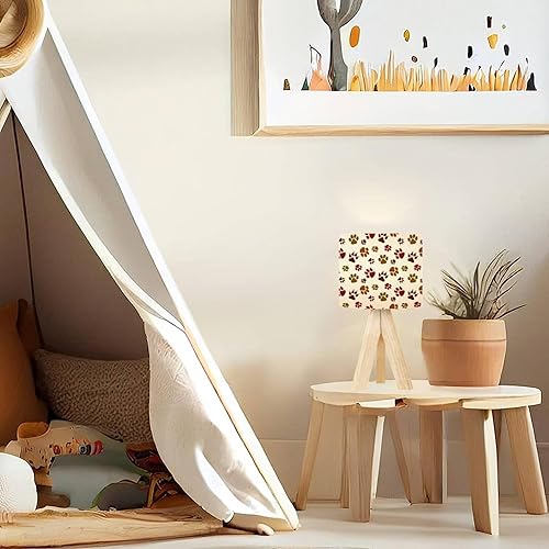 Miniatura 4 de Lámpara de mesa con trípode, patrón de patas, moderna lámpara de escritorio regulable con base de madera, pantalla de tela para habitación de niños,