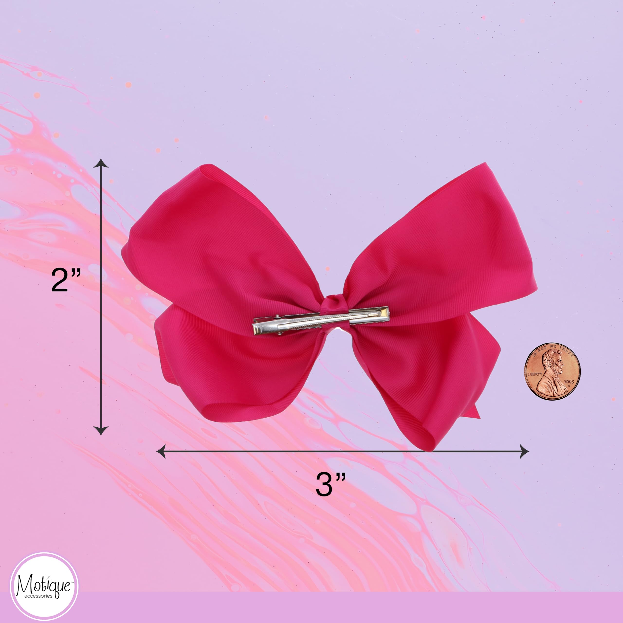 Amazon.com : 3 Inch Grosgrain Bow for Little Girls- Set of 2 (Hot