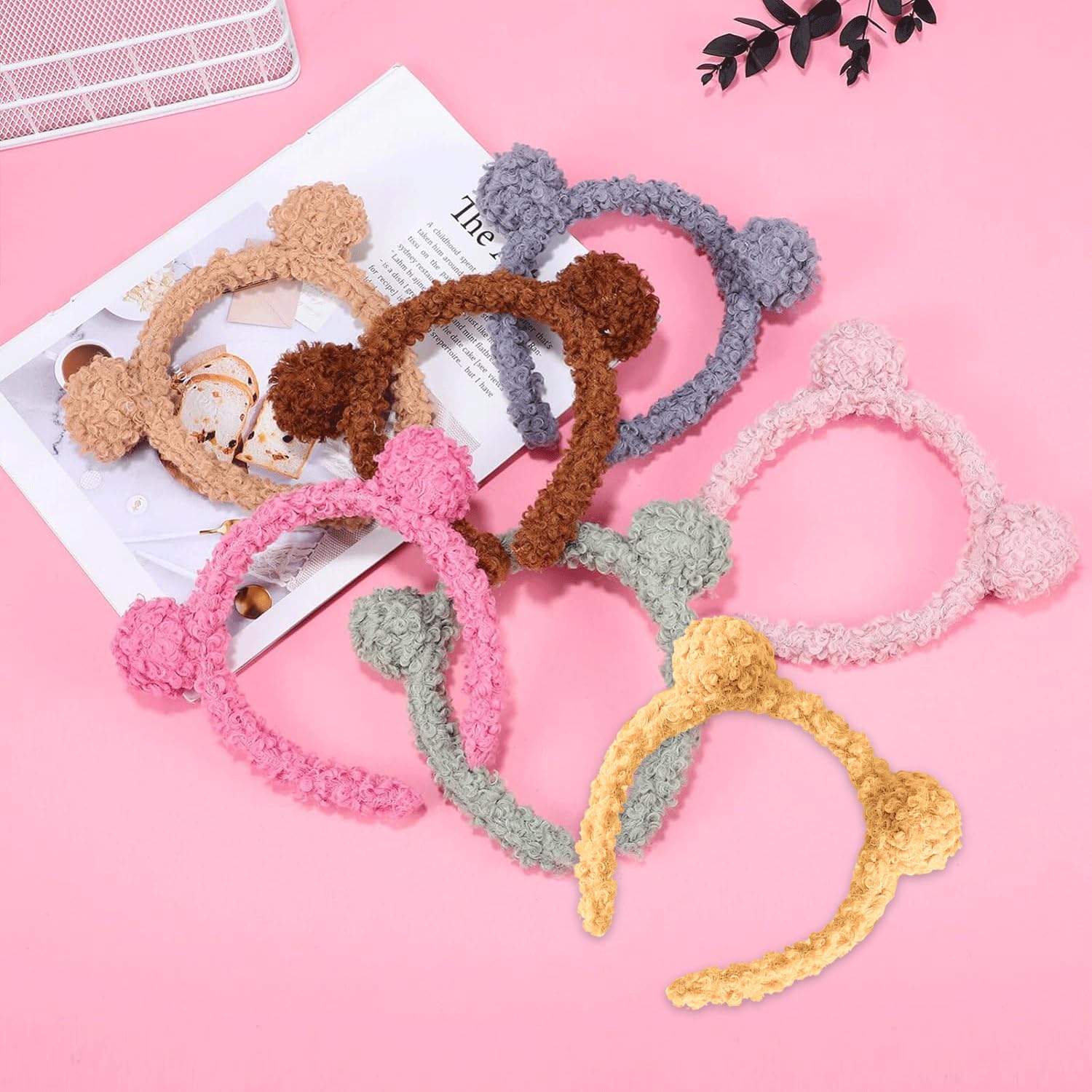 RmKbe 8 Pieces Bear Ears Headbands Cute Makeup Hairbands Fluffy Hair Hoops Party Costume Decoration Headband for Women Girls - Image 2