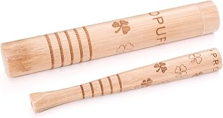 Handcrafted Bamboo Wood Cigarette Holder Set with Storage Tube – 4" Stylish Mouthpiece – Portable & Hygienic Accessory with Elegant Design (Lucky Shamrock Clover)