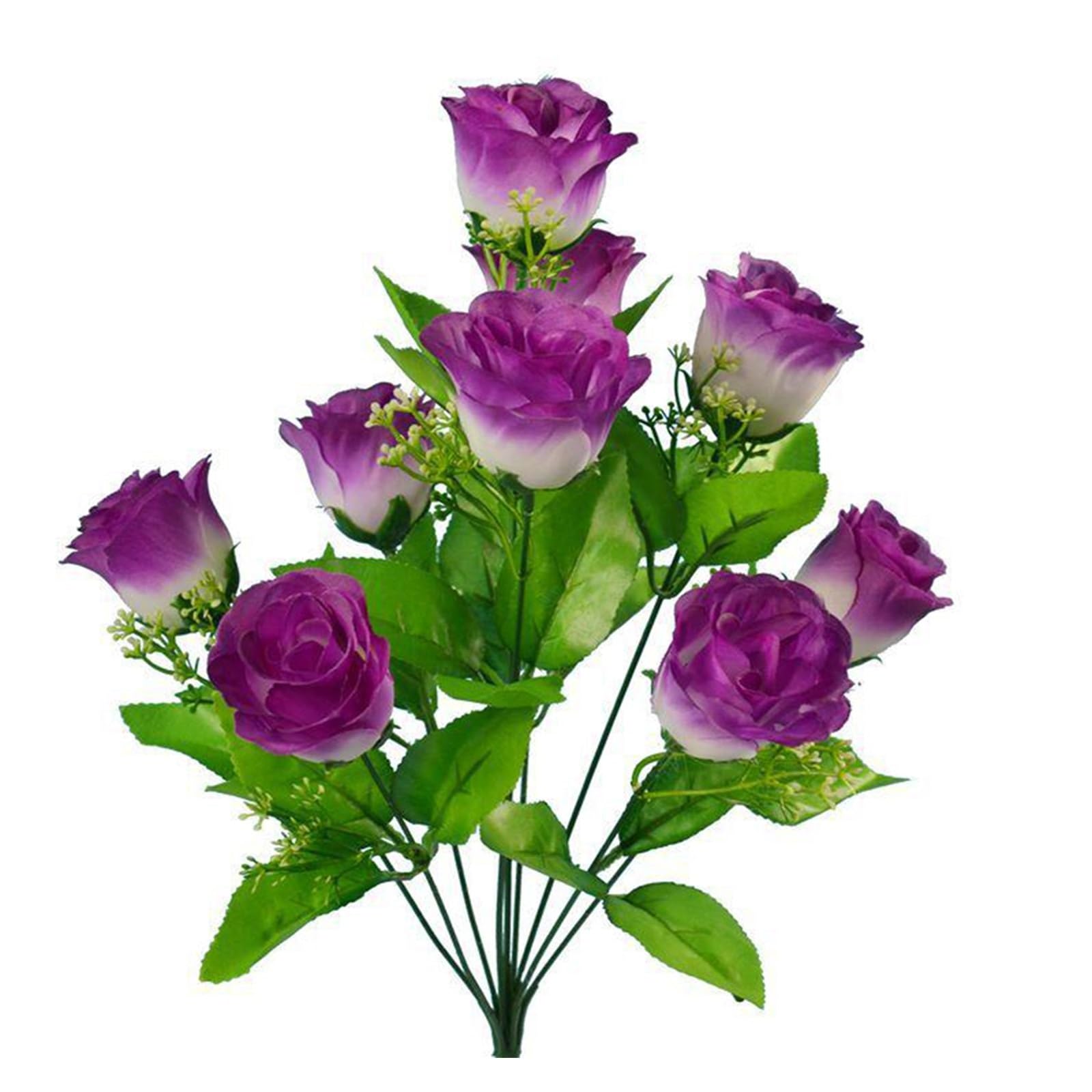 Dcrxz Artificial Flowers 5pcs Stems Artificial Silk Fake Flowers Rose Bud Bunch Wedding Bridal Bouquet Flowers Home Outdoor Party Decoration(Purple)