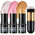 Lezero 3Pcs Contour Stick Makeup Kit, Shades with Matte Finish Highlighter, Blush and Bronzer Stick for Sculpt the Face and All Skin Type, Long Lasting, Smooth, Non-greasy, 2 LIGHT FAIR