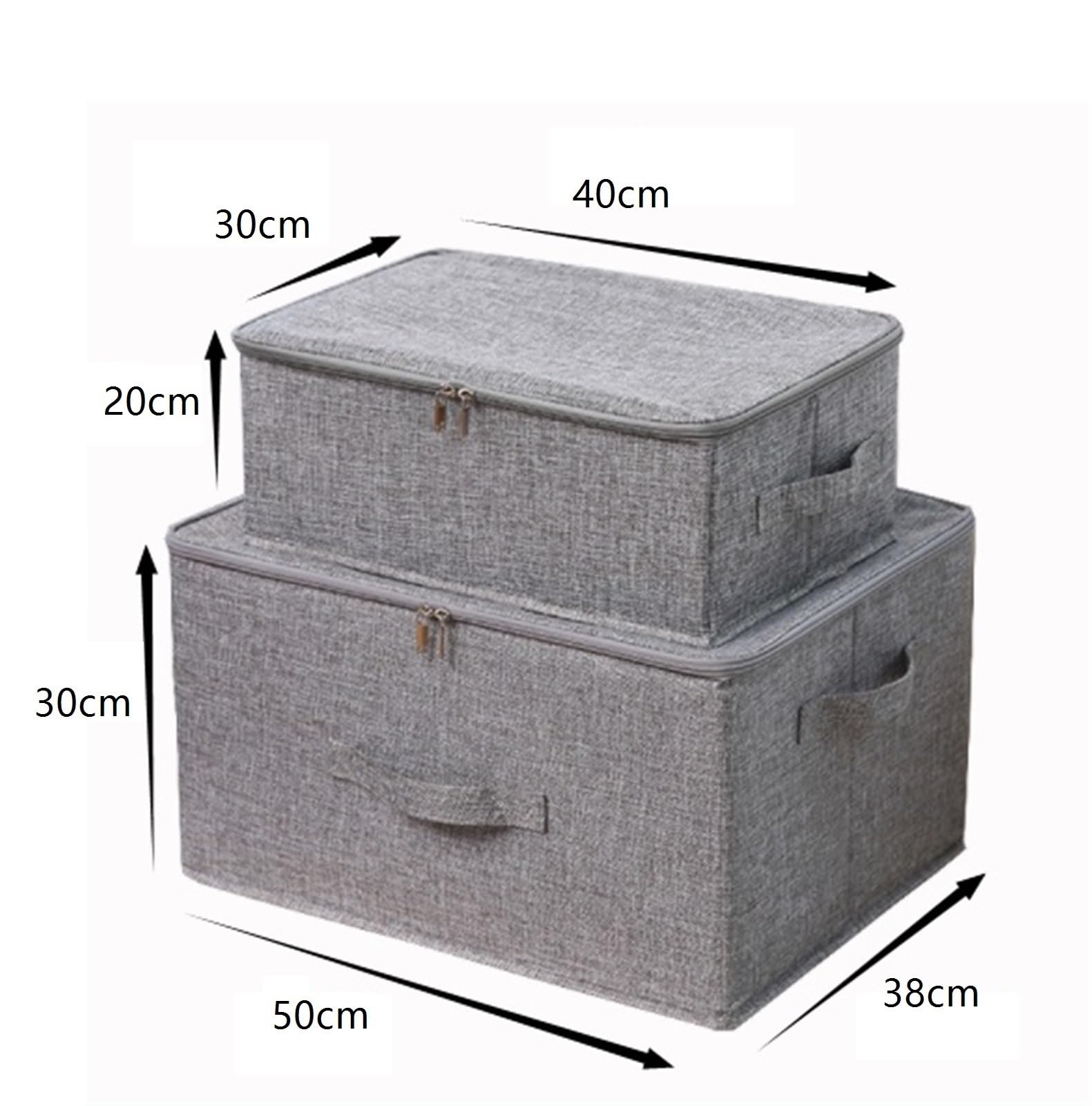 Bolsa de Almacenamiento Caja De Almacenamiento De Ropa Y Edredones, Organizador De Almacenamiento De Ropa De Cama De Algodón Y Lino Bolsa ropa Almacenaje(Beige,50x38x30cm)