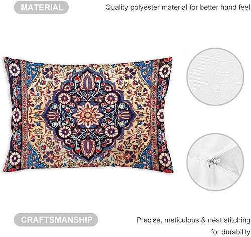 Miniatura 3 de Kashan - 19 fundas de almohada con estampado central persa de 12 x 20 pulgadas, fundas de almohada decorativas de terciopelo suave para decoración