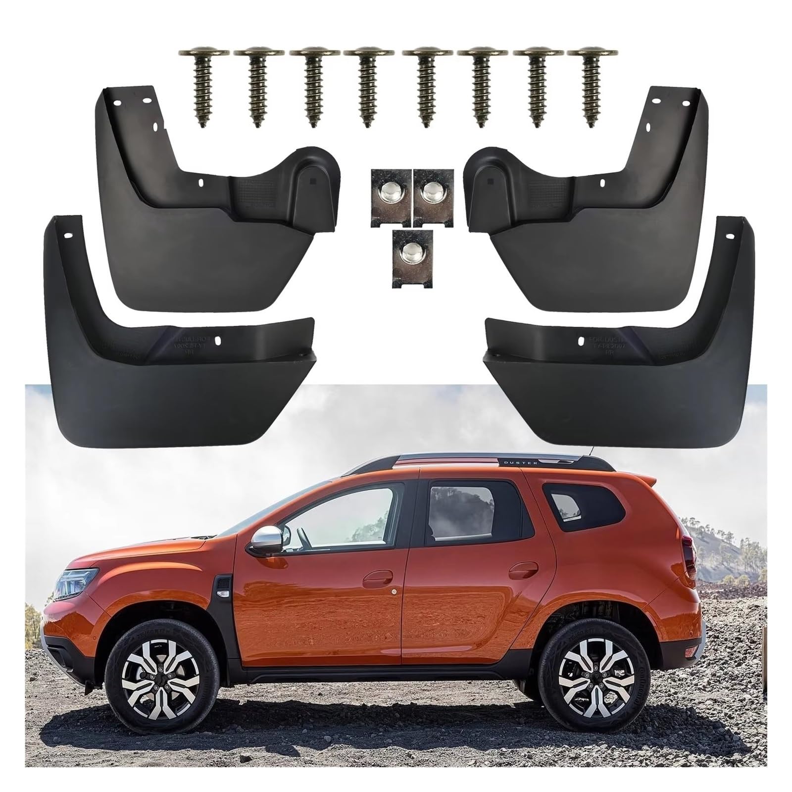 Coche Faldillas para Dacia para Duster II 2017-2025 | Guardabarros Con Cobertura Total Ruedas Protectores Contra Salpicaduras