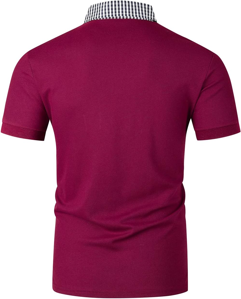 GHYUGR Men's Polo Shirts Short Sleeve Slim Fit Polo Casual Plaid Splice T-Shirts - Image 2