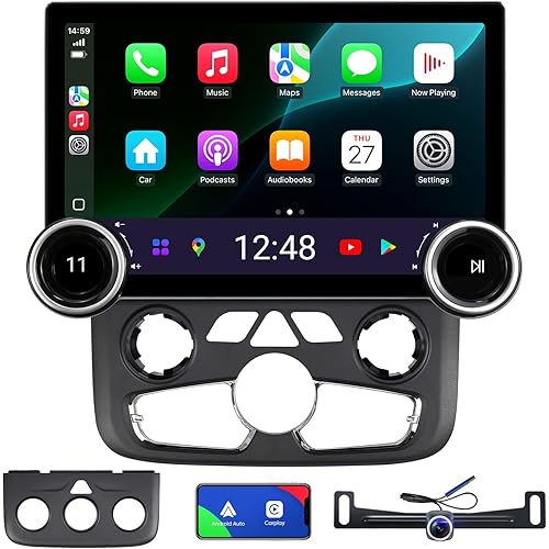 11.5 inch Touchscreen Car Stereo Radio for Dodge Ram 1500 2500 3500 2013-2018 (Manual or Auto AC Climate Control) Replacement Dash Kit w/CarPlay Android Auto DSP GPS Navigation Double Knobs (6G+128G)