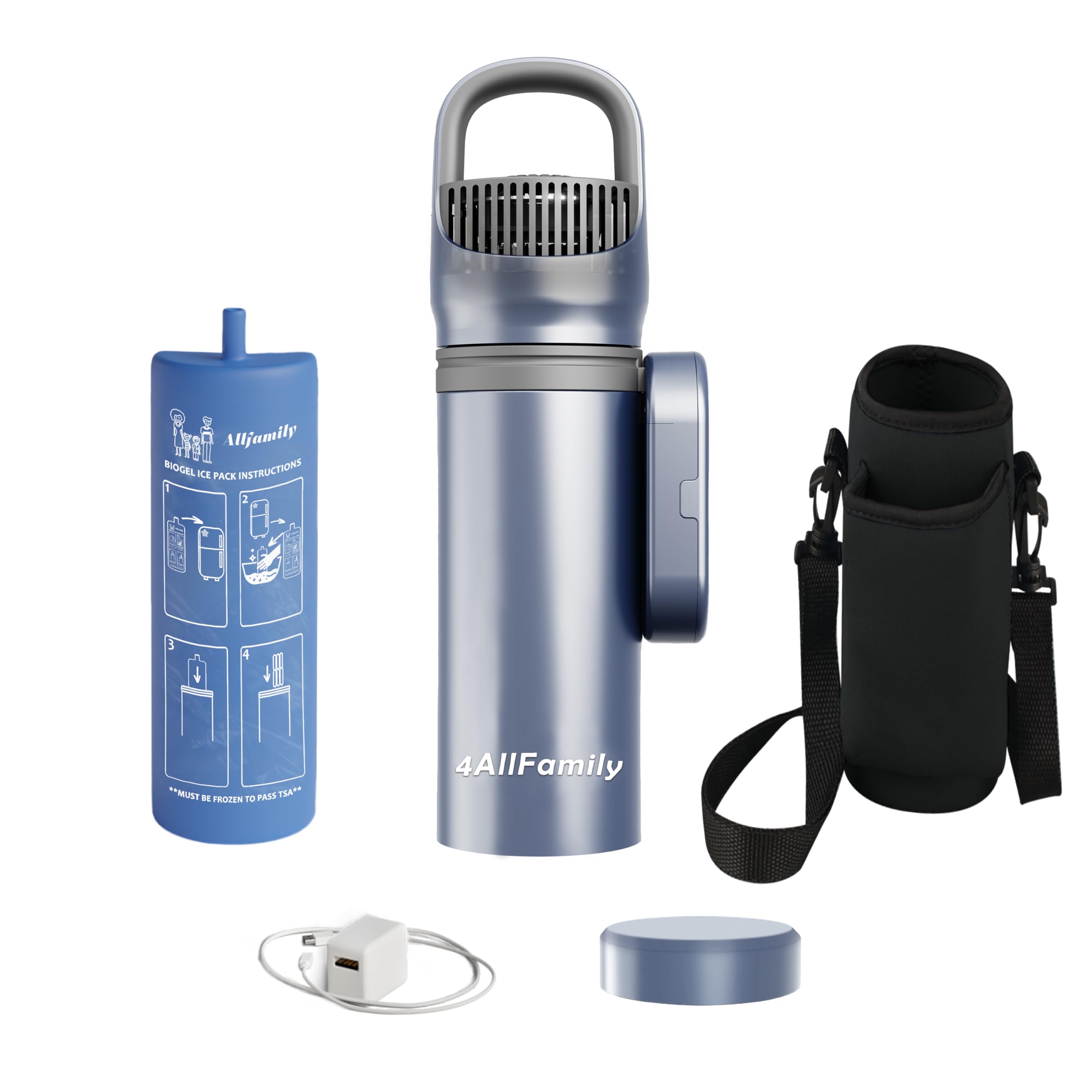 4ALLFAMILY Pioneer - Enfriador de viaje para medicamentos de apagado automático, aprobado por la TSA (1-7 bolígrafos de medicamentos) 2N1 USB + BIOGEL bolsa médica portátil para diabetes epipen