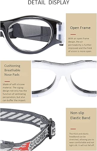 Miniatura 6 de Gafas deportivas para niños, gafas de baloncesto y fútbol, gafas de seguridad para niños, antichoque, marco de colisión, 7-14