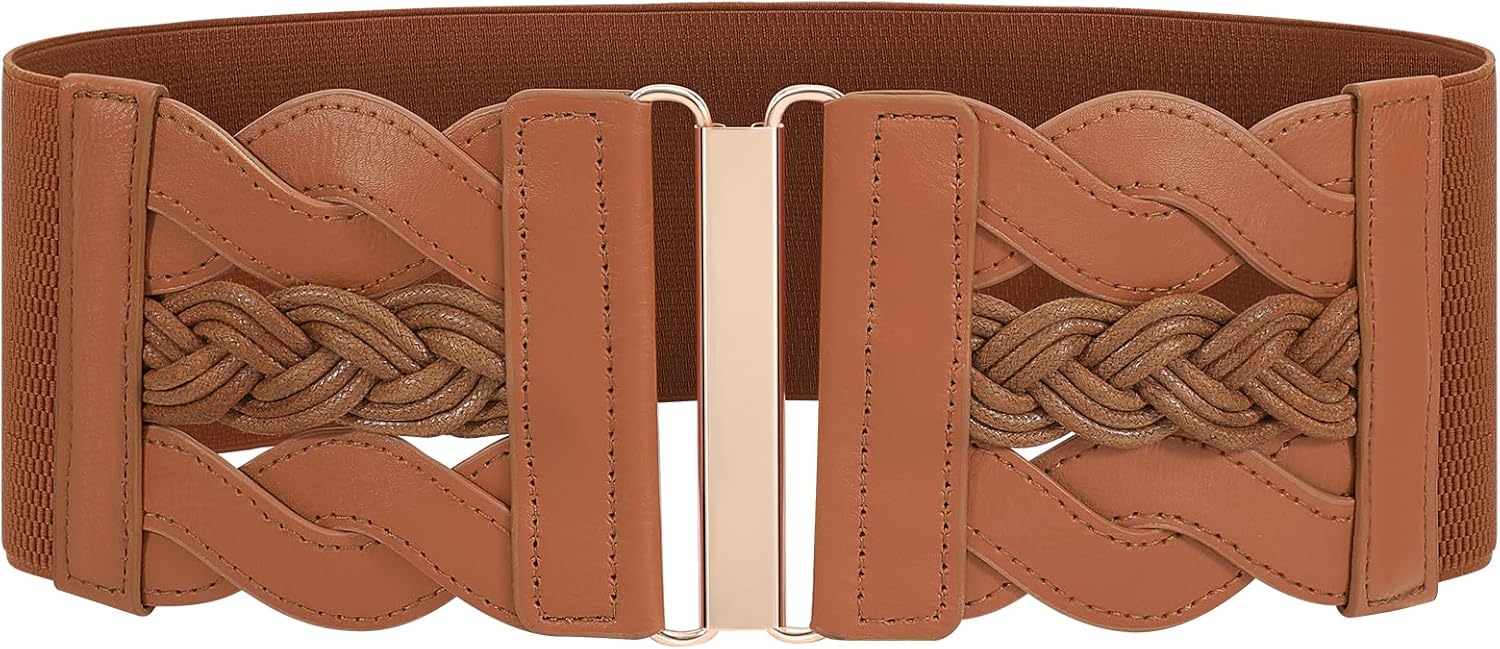 JASGOOD Women Elastic Vintage Wide Waist Belt Stretchy Retro Waist Belt for Dress