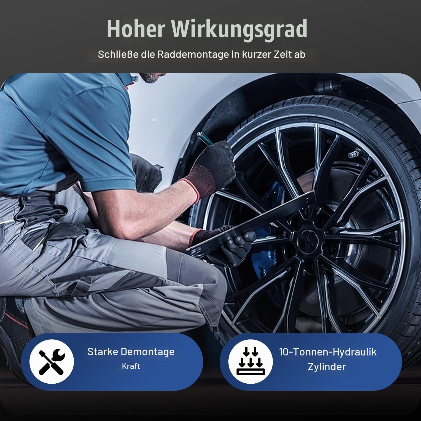 MINRS 10T Hydraulischer Radlager Abzieher Werkzeug Satz Ausdrücker Satz für Antriebswellen KFZ Radnaben Abziehen, 4-Loch- oder 5-Loch-Räder, Anwendbarer Bolzen-Umfang 96-125 mm, Blau