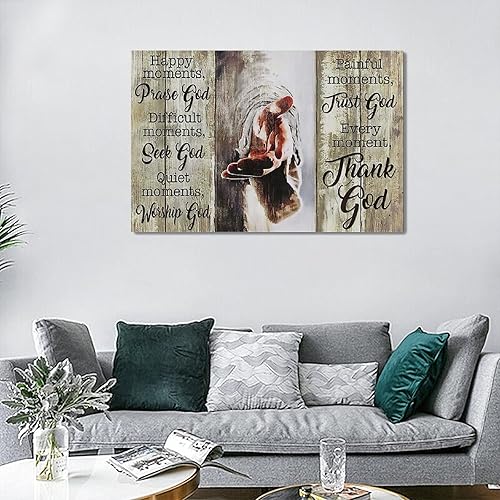 Vista 54 de Póster en lienzo con imágenes de Jesús, león y cordero, impresión en lienzo con texto en inglés "God Bible Christian Religios" para pared, pintura