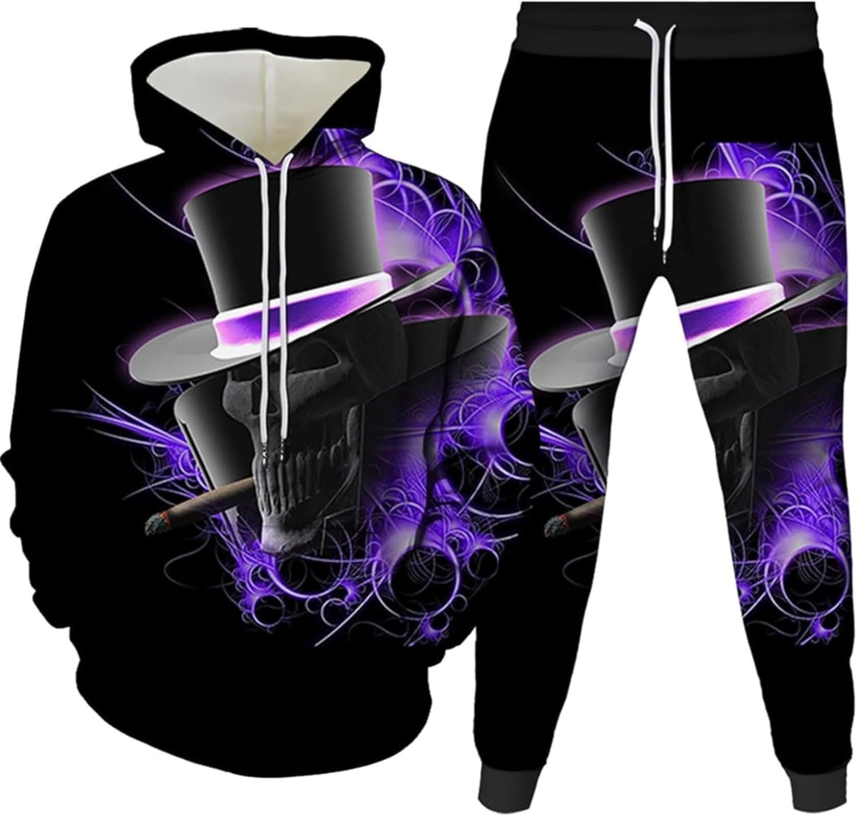 Gothic - Tuta da uomo con teschio, punk rock, felpa da jogging, casual, maglione sportivo