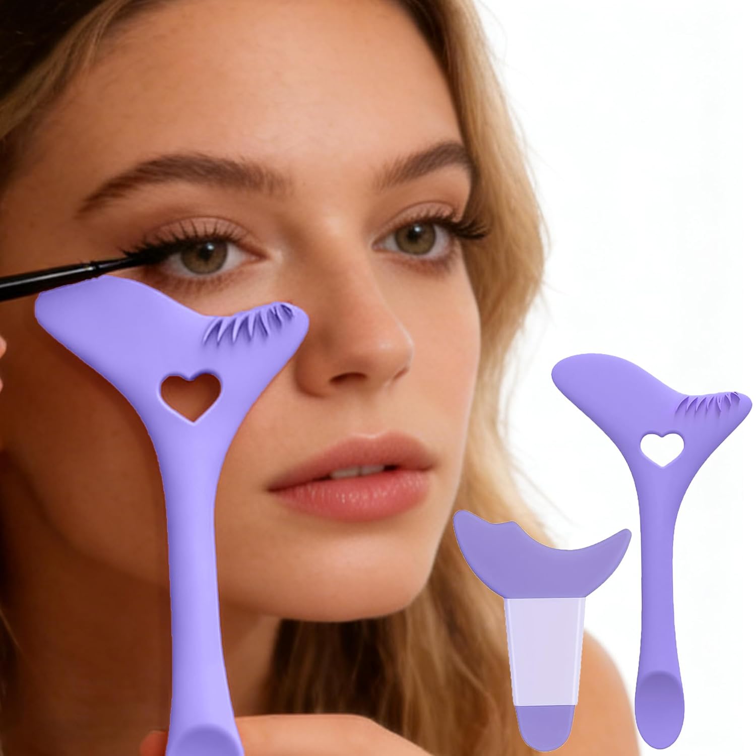 2-Pack Skin-Friendly Eyeliner Stencil Tool Dual Sizes Shapes - Eyeliner Guide Mascara Shield Cat Eye Tool Makeup for