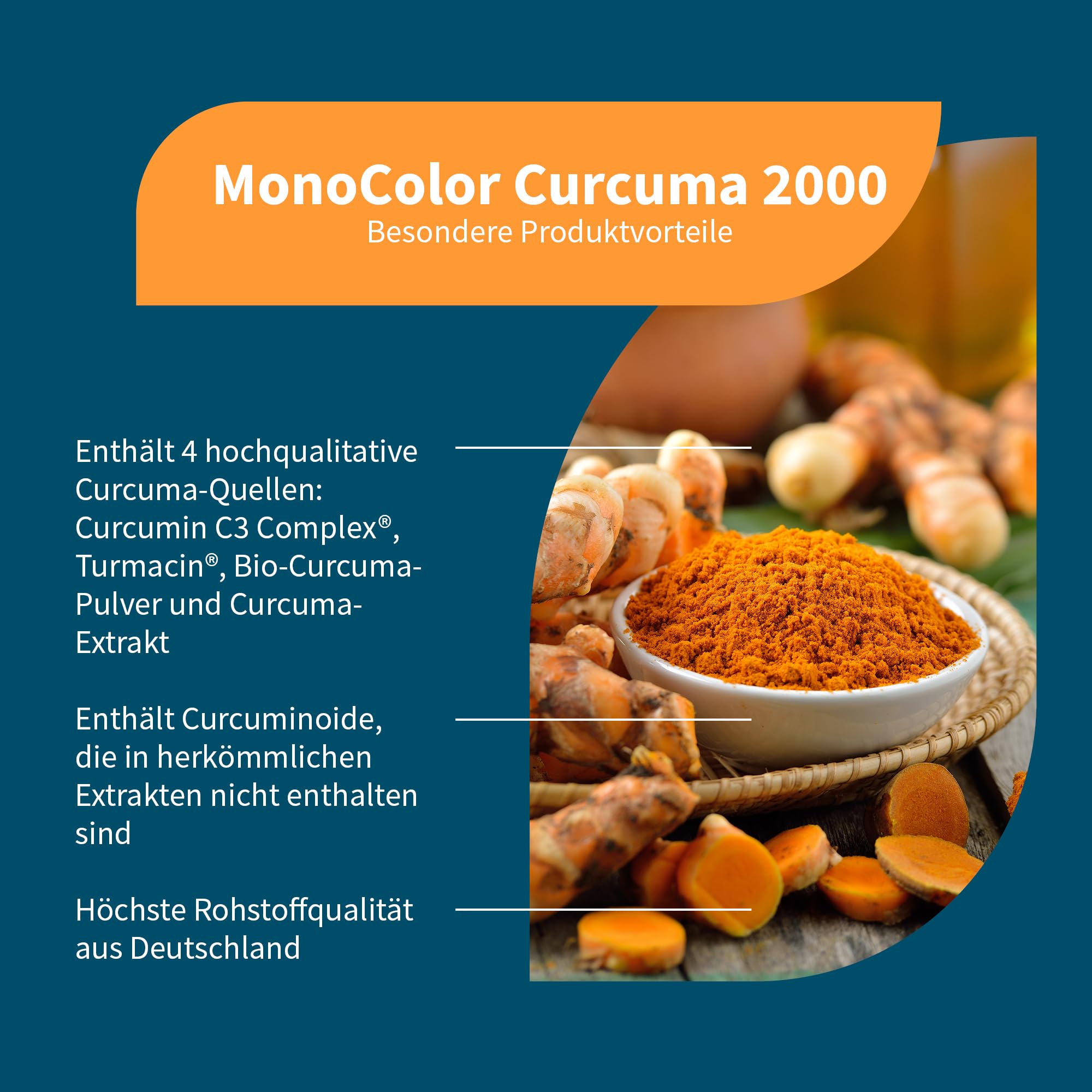 NatuGena MonoColor Curcuma 2000, Bio Curcumin, Kurkuma, Made in Germany