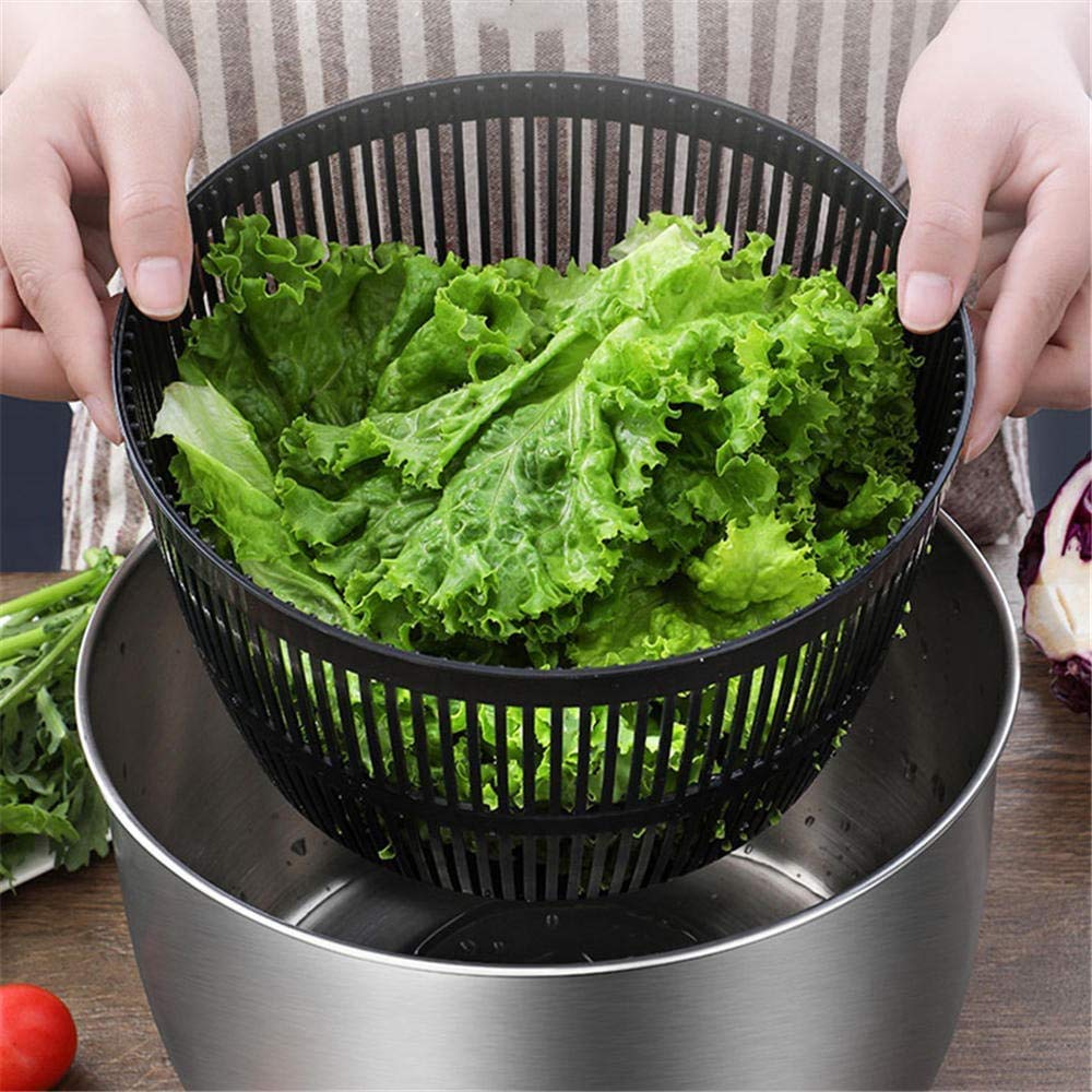 CLQ Disidratatore per Insalata, Centrifuga per Verdure Domestiche Centrifuga per Insalata in Acciaio Inossidabile, Grande capacità Facile da Centrifugare per Lavare E Asciugare Le Verdure
