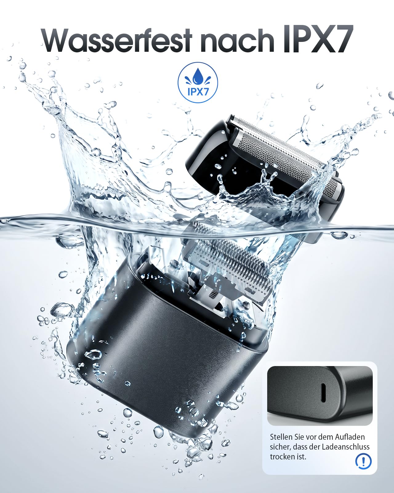 Haokoo Elektrorasierer Herren – Mini Taschenformat Reise Rasierer | 0,05 mm Folienrasierer für sanfte Rasur, IPX7-wasserdicht, 90 Min. Akku, selbststehend, USB-C-Ladung für Büro, Reise & Alltag
