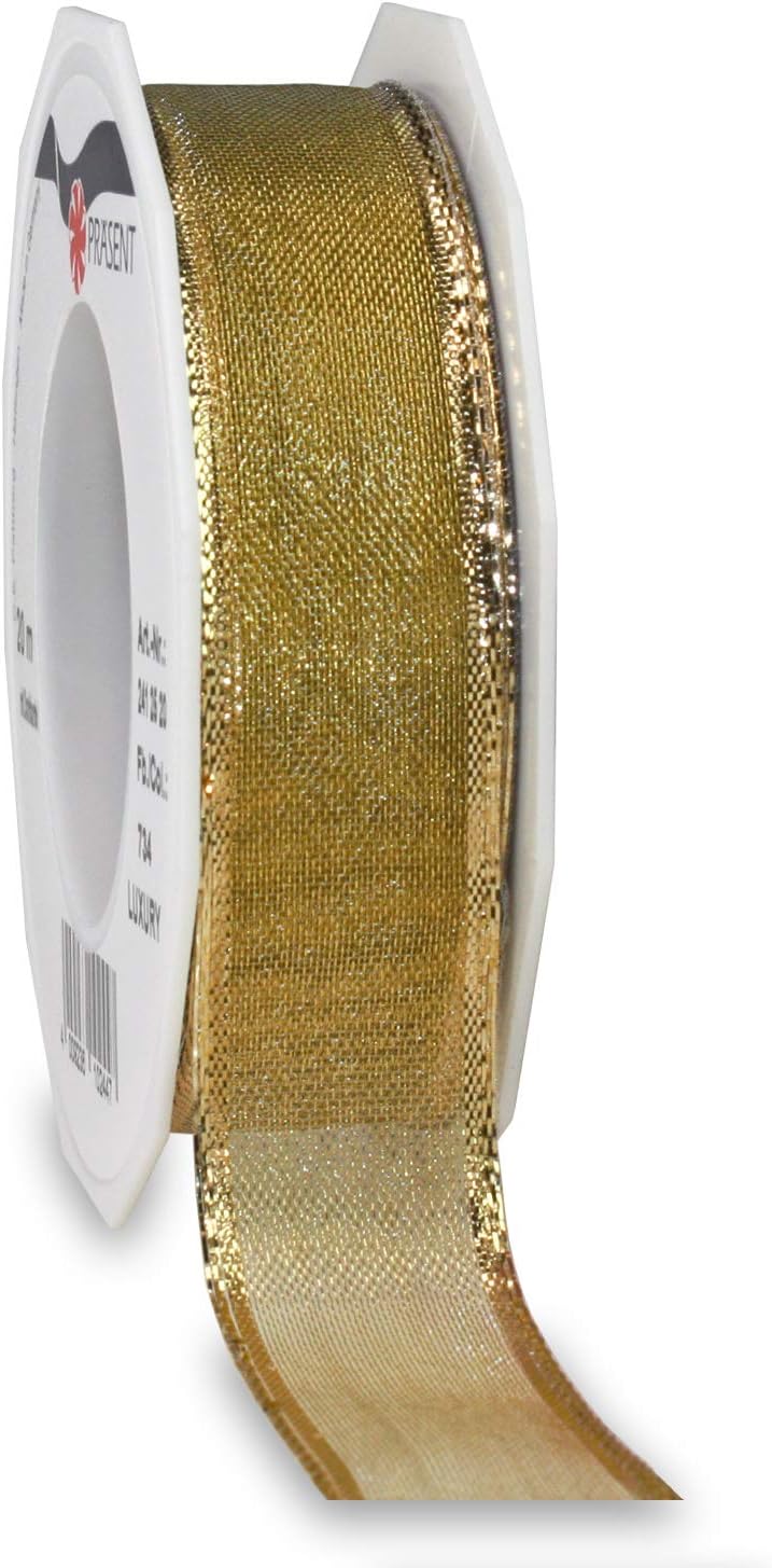 Präsent Wired Organza Ribbon, 25mm-20m, Silver
