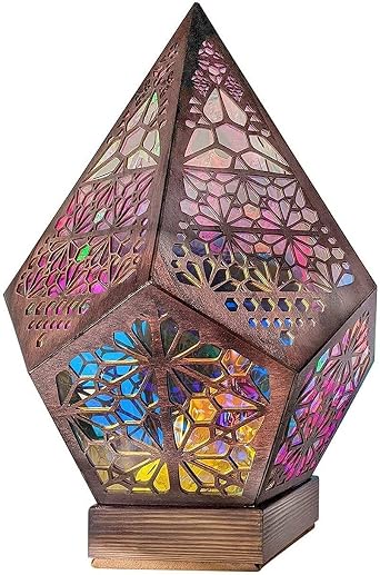 Uinfhyknd Bohemian Lights-Polar Star Wooden Lamp, LED Colorful Diamond Lights for Home Decoration, Bohemian Wedding Decoration Christmas Lamp
