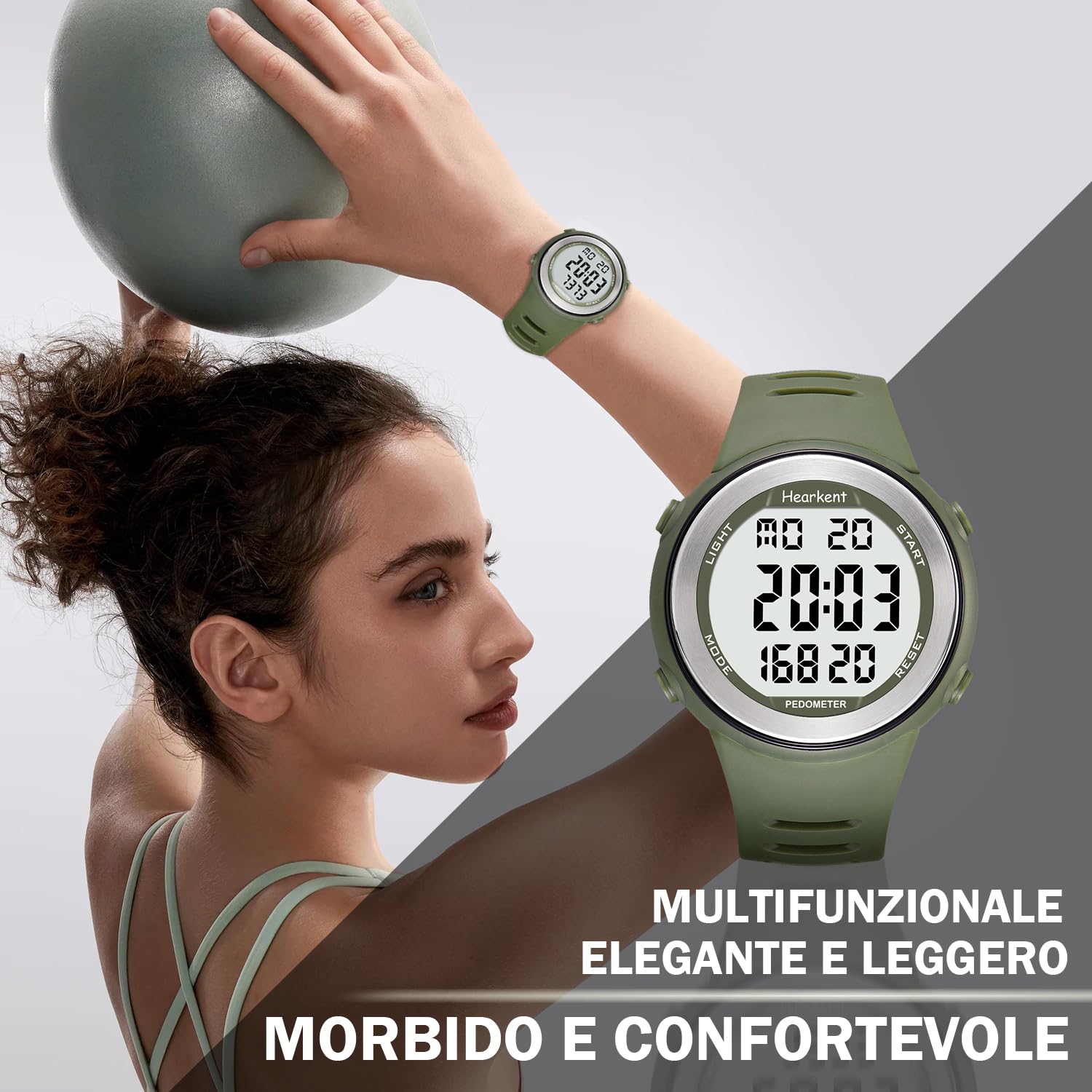 Hearkent Orologio sportivo con contapassi, nessuna ricarica richiesta, nessuna app, funzioni ricche ma semplice da usare, IT-2308 (nero)
