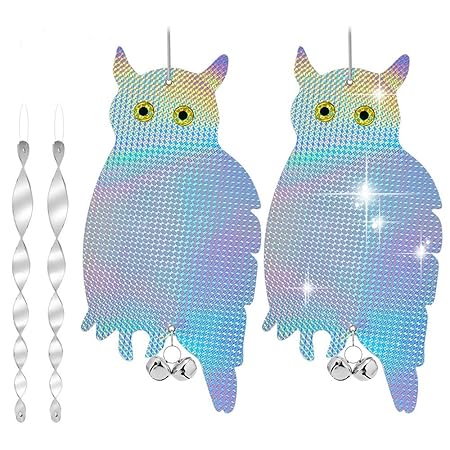 Gxeabg Bird Scare Device, Hanging Reflector Board to Scare Bird Away, Reflective Owl Scarecrow Keep Bird Away from Garden, Patio, Windows, Balcony, Orchard