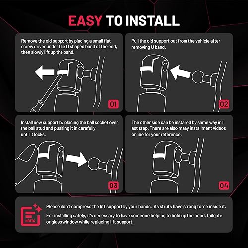 Miniatura 5 de BDFHYK C1610176 - Amortiguadores de gas de 14.5 pulgadas, 35 libras156N, soporte de elevación para ventana trasera, puerta de tapa de caja de