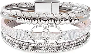 Btysun Bracelets for Women,Stocking Stuffers for Teens Birthday Gifts for Mom Inspirational Gift for Women Mother's Day Daughter Wrap Bracelet Sister Friend Teen Girl Gifts Leather Layered Jewelry Valentines Gift for Her