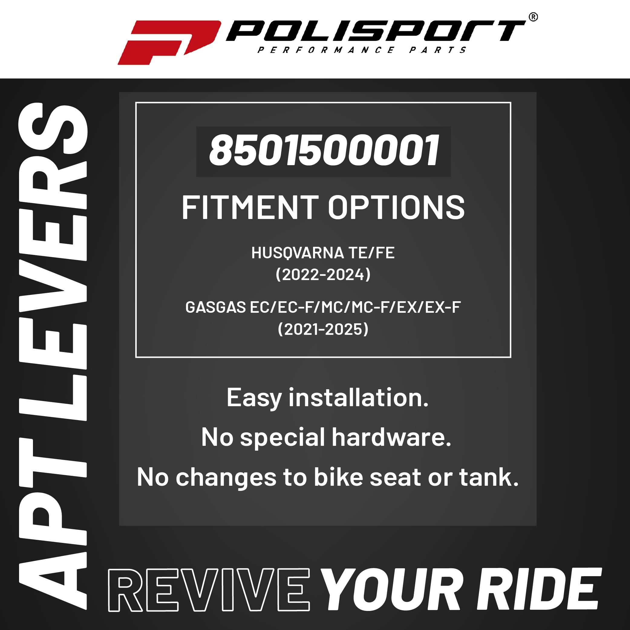 Polisport 8501500001 - APT Unzerbrechlicher Kupplungshebel Husqvarna, GASGAS Schwarz