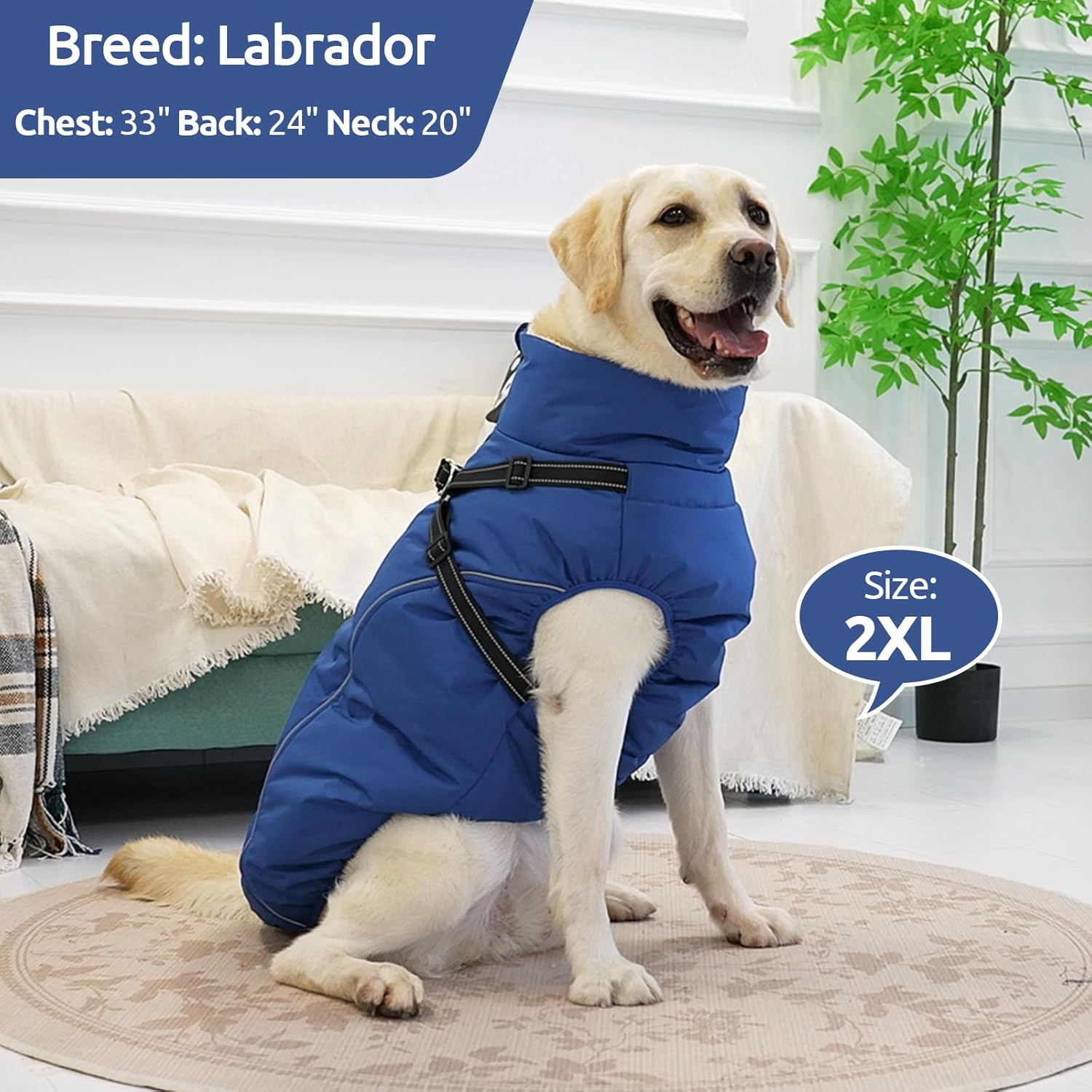 Dog Winter Coat with Harness Built in Warm Puffer Dog Jackets for Small Medium Large Dogs Windproof Waterproof Outfit with Plush Lining and Reflective Stripes (Grey, 3XL)